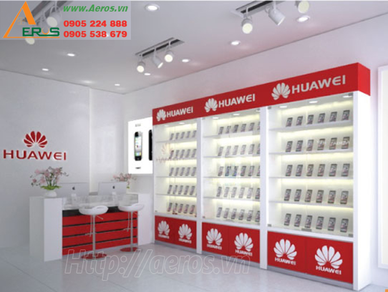 Hình ảnh tủ kệ trưng bày điện thoại Huawei