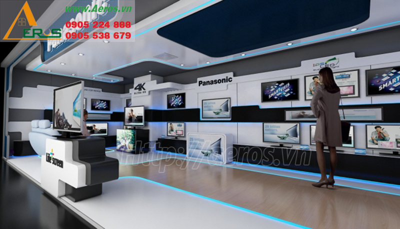 Hình ảnh mẫu thiết kế thi công shop, cửa hàng, showroom thiết bị điện PANASONIC