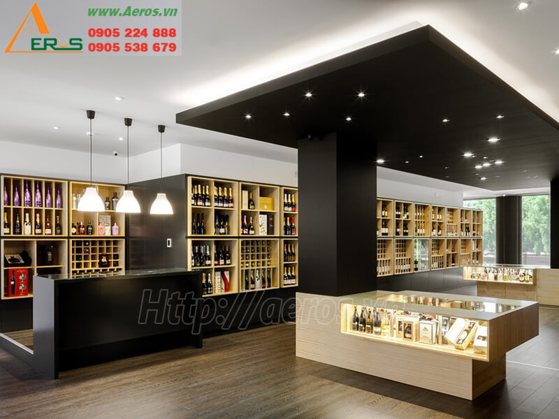 Hình ảnh mẫu thiết kế thi công shop, showroom, cửa hàng rượu đẹp