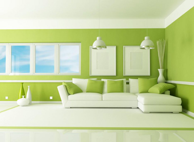 phòng khách màu xanh lá cây