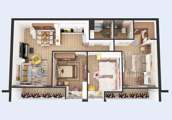 Thiết kế căn hộ 100m2 3 phòng ngủ với những ý tưởng đặc sắc nhất