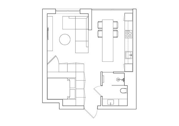 bản vẽ mẫu thiết kế căn hộ 35m2 theo dạng studio