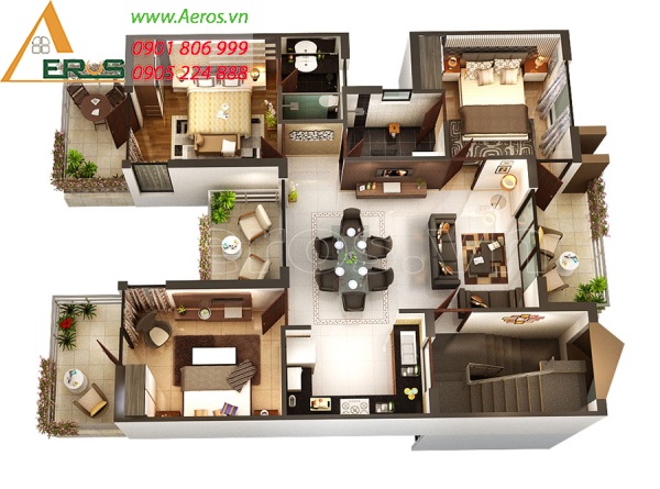 Mời bạn đến với không gian sống tiện nghi và đầy năng động trong thiết kế nội thất chung cư 90m