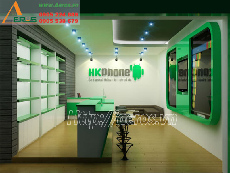 Hình ảnh mẫu thiết kế thi công nội thất cửa hàng, shop, showroom điện thoại hk phone