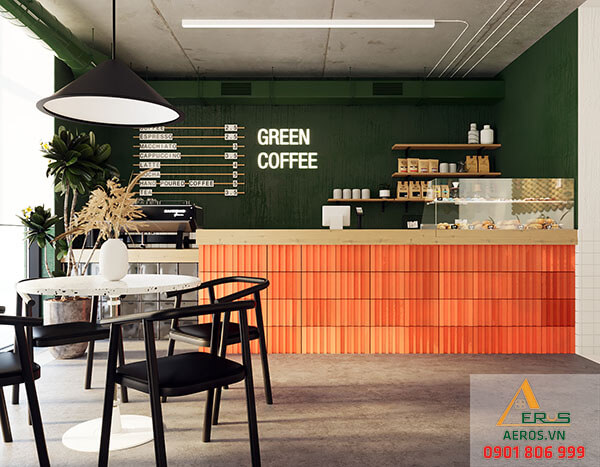 Thiết kế quán cafe đơn giản đẹp của anh Vinh tại Tân Phú - Green Coffee