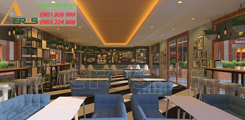 Thiết kế thi công nội thất quán cafe 150 m2 anh Duy ở quận 1, TPHCM