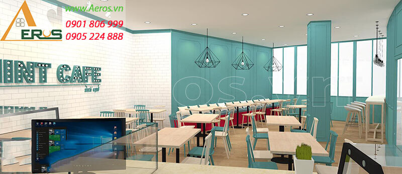 Thiết kế thi công nội thất quán cafe Mint ở quận Bình Thạnh, TPHCM