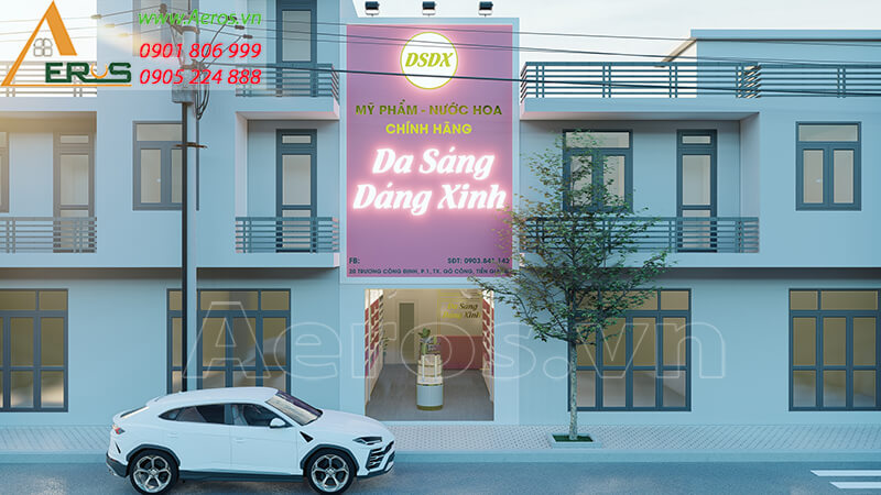 Hình ảnh thiết kế bảng hiệu shop mỹ phẩm Da Sáng Dáng Xinh tại Gò Công, Tiền Giang