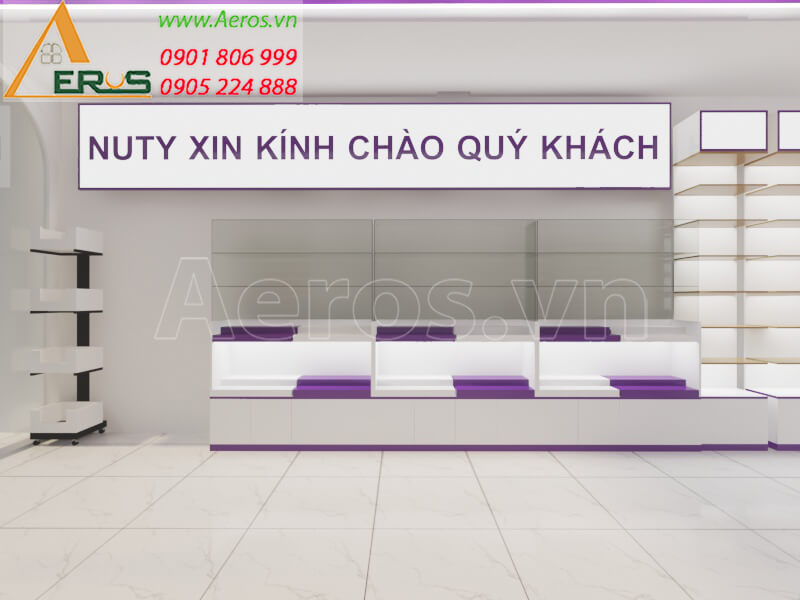 Hình ảnh thiết kế nội thất shop mỹ phẩm Nuty tại quận 1, TPHCM