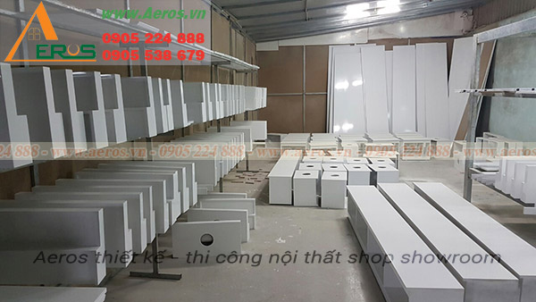 Xưởng mộc AEROS gia công nội thất shop mỹ phẩm nuty
