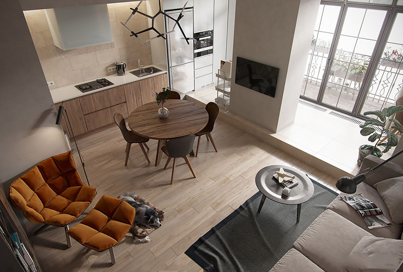 60+ Mẫu thiết kế phòng khách liền bếp đẹp, tiện nghi và thông thoáng