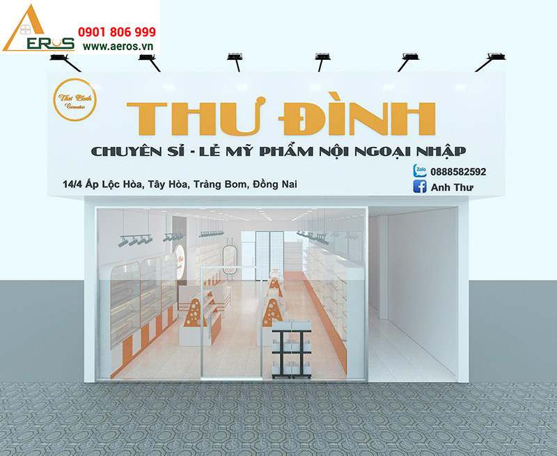 Thi công nội thất shop mỹ phẩm Thư Đình tại Đồng Nai
